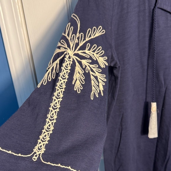Belle by Kim Gravel Dark Blue Tunic with White Embroidery - Picture 3 of 5